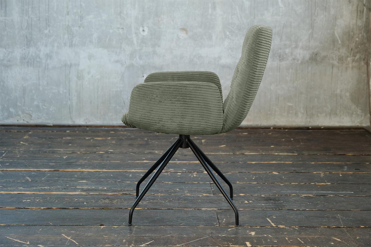 DREHSTUHL NEW CHARME Grün Cord (1er-Set) - Olivgrün/Grün, Textil (59/87/66cm) - KAWOLA