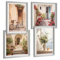 BILDER SET 4er Set - 50x50 cm & 40x60 cm Silberner Rahmen - Charmante Küstenstraßen - Silberfarben, Kunststoff (50/50cm) - TULUP