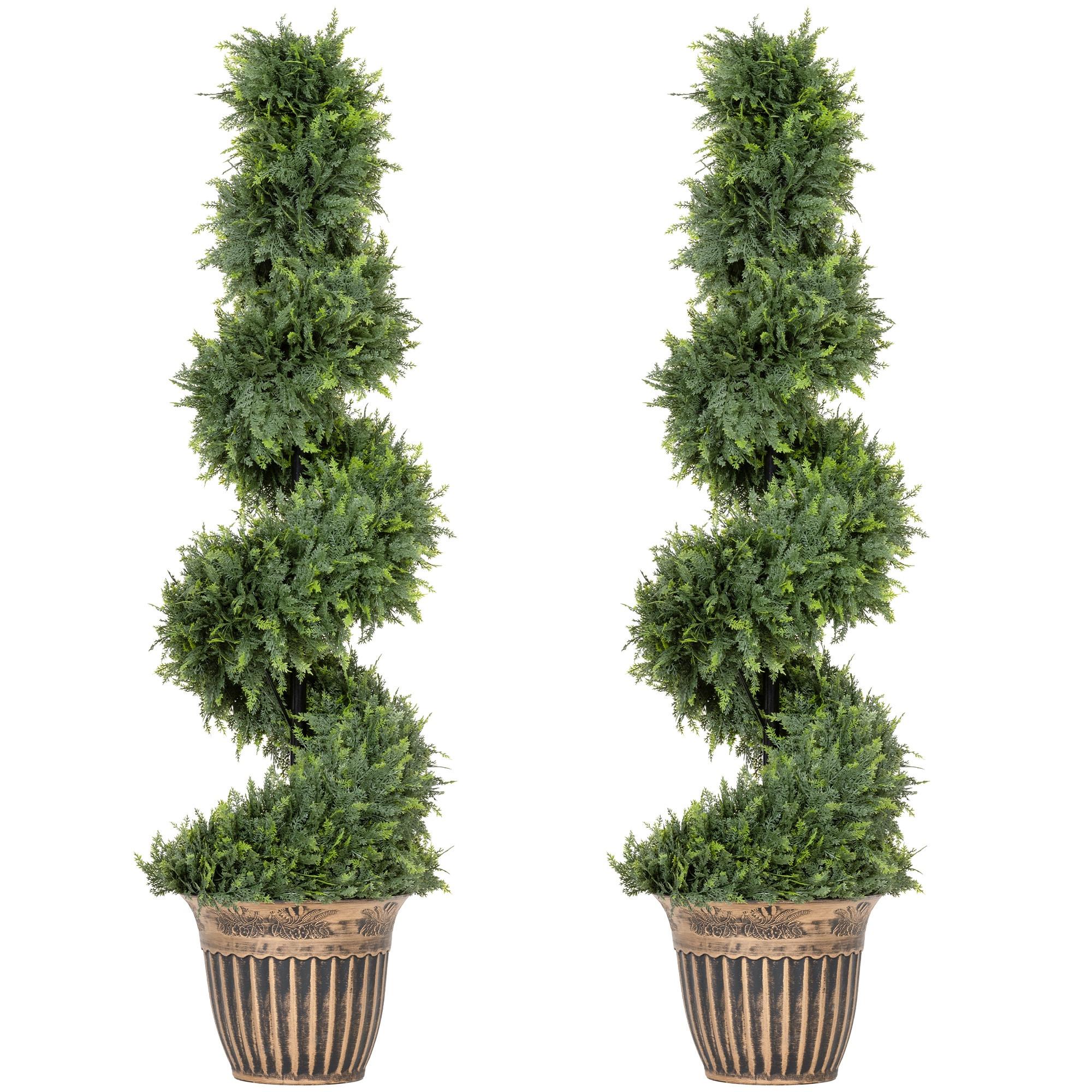 KÜNSTLICHE Pflanzen 2er-Set, UV-beständige 120 cm Kunstpflanze im Blumentopf - Grün, Kunststoff (120cm) - HOMCOM