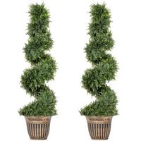 KÜNSTLICHE Pflanzen 2er-Set, UV-beständige 120 cm Kunstpflanze im Blumentopf - Grün, Kunststoff (120cm) - HOMCOM