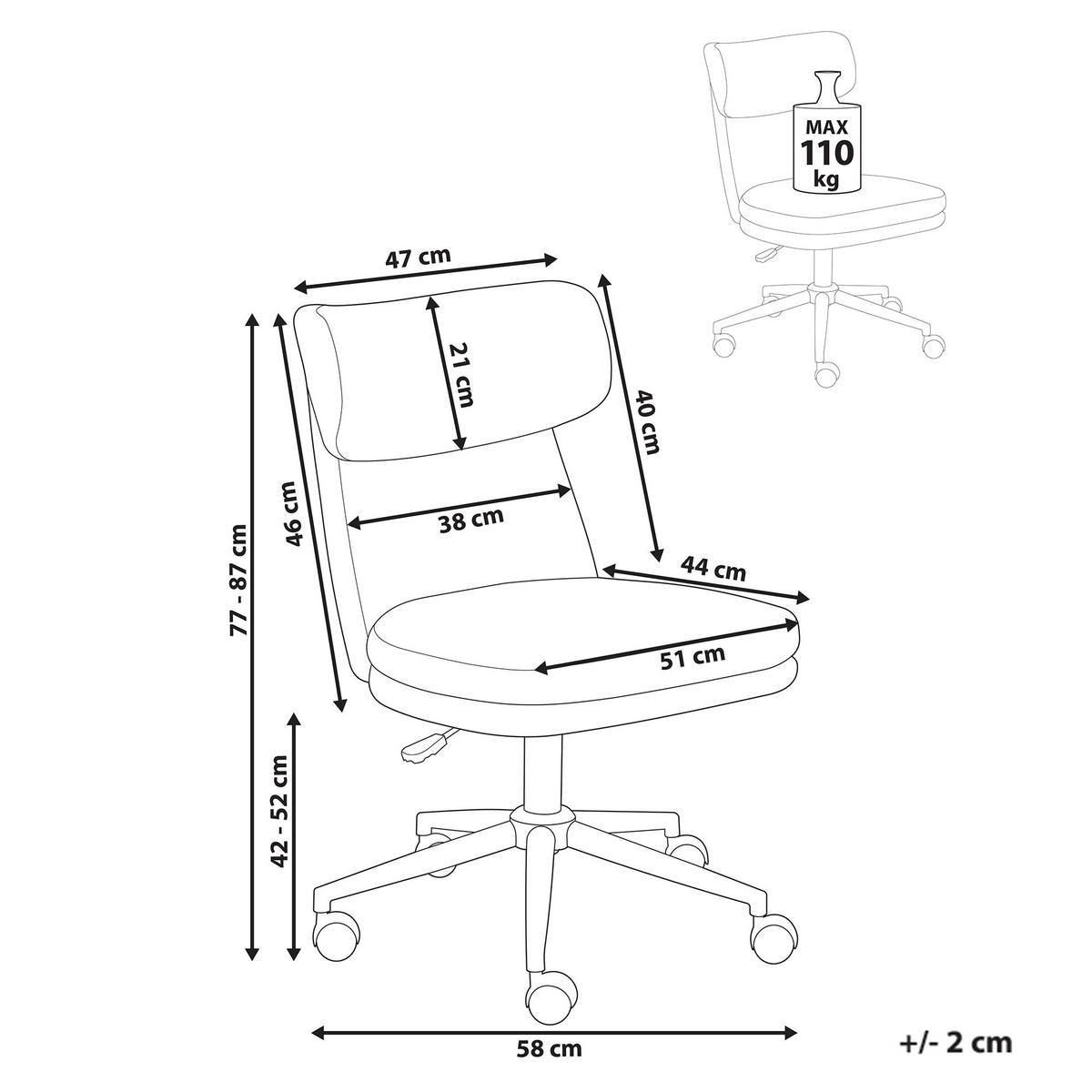 SCHREIBTISCHSTUHL Bouclé Cremeweiß Granby - Weiß, Textil (58/77/58cm) - Beliani