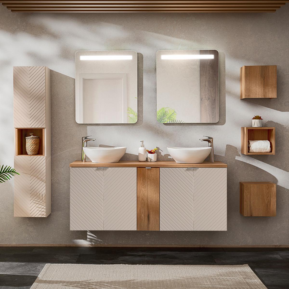 BADMÖBEL 140cm Manoa 2er-Set Kaschmir - Holz - Kaschmir, Holzwerkstoff (140/59/40cm) - Petits-meubles