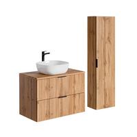 BADMÖBEL 80.6cm Adriel 2er-Set Holz - Braun, Holzwerkstoff (80.6/59/46cm) - Petits-meubles