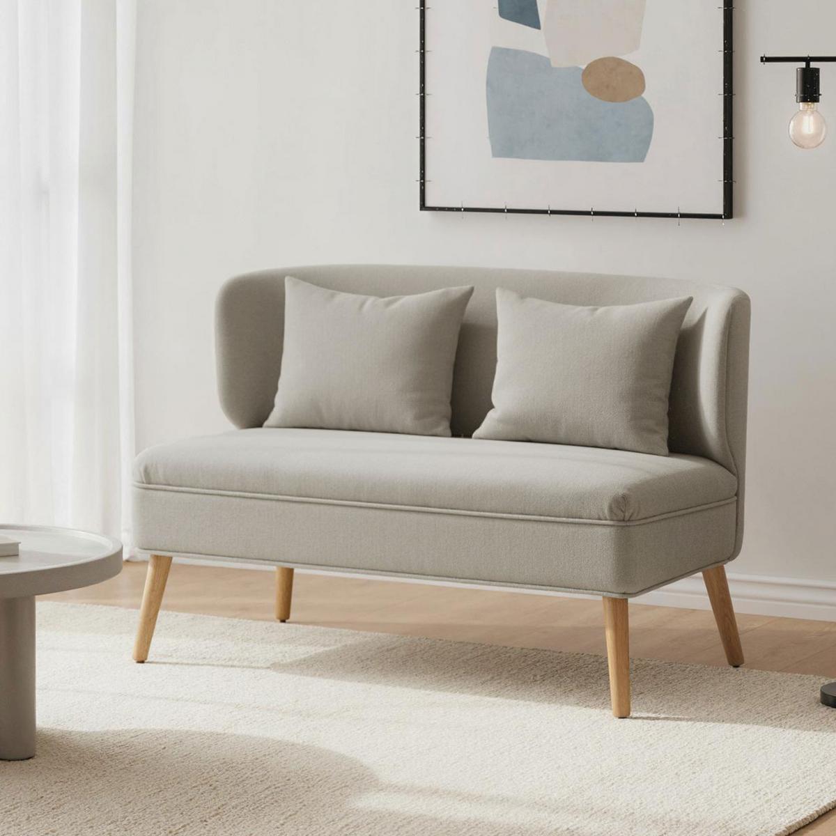 2-SITZER-SOFA Polyester Beige - Beige/Naturfarben, Holz/Holzwerkstoff (65/78.5/117cm) - HOMCOM