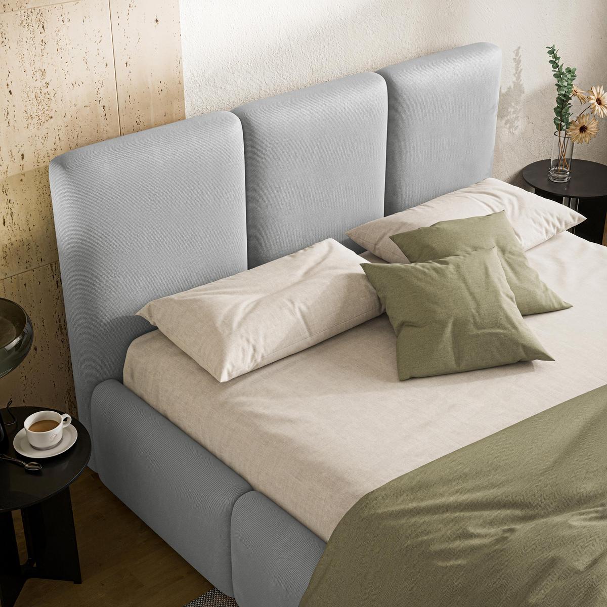 POLSTERBETT ARSIL 120x200 cm mit Bettkästen - Hellgrau - Hellgrau, Holz/Textil (120/200cm) - MASSENO