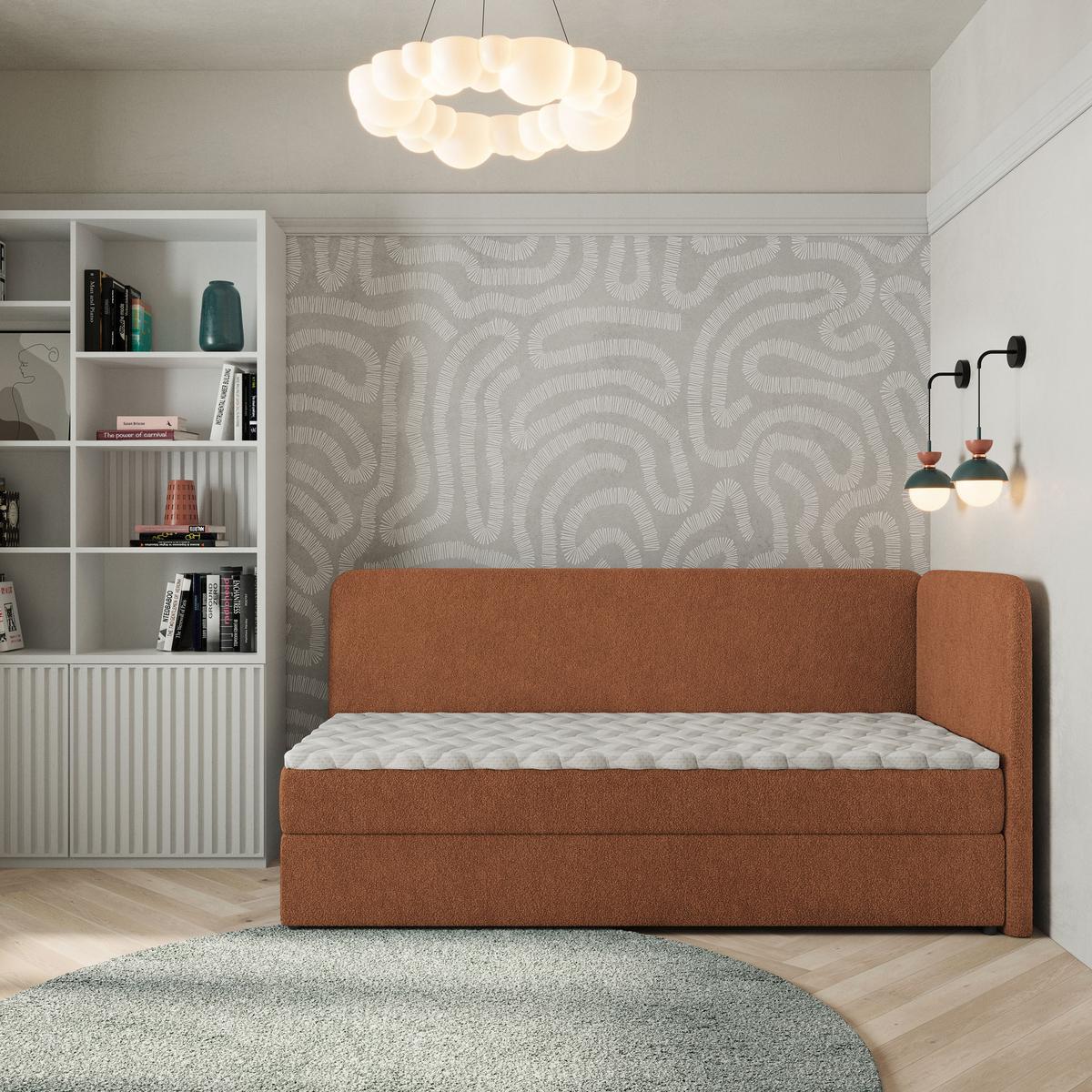 BOXBETT GINA 90x200 cm mit Matratze und Topper, H2+H3 - Kupferfarben - Kupferfarben, Holz (90/200cm) - MASSENO