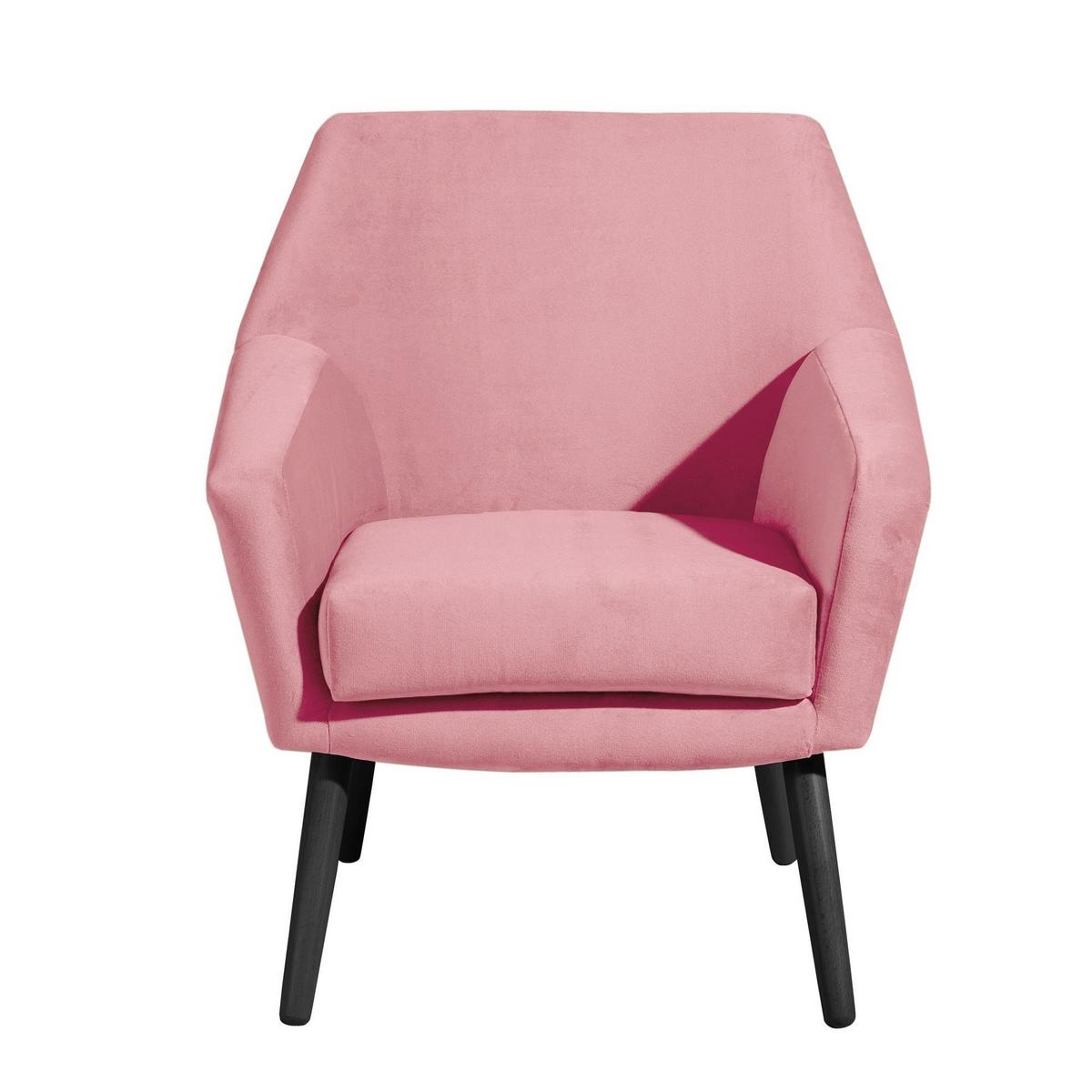 SESSEL Kachka Bezug Samtvelour Buche schwarz / rosé - Buche Kolonial/Rosa, Kunststoff (71/81/67cm) - 58aufmkessel
