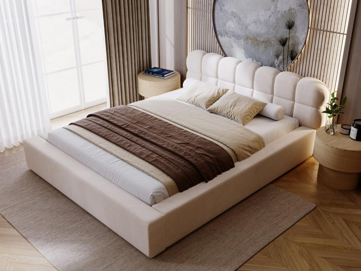 POLSTERBETT Plaza 140x200 Beige - Beige/Naturfarben, Holz/Kunststoff (140/200cm) - Graingold