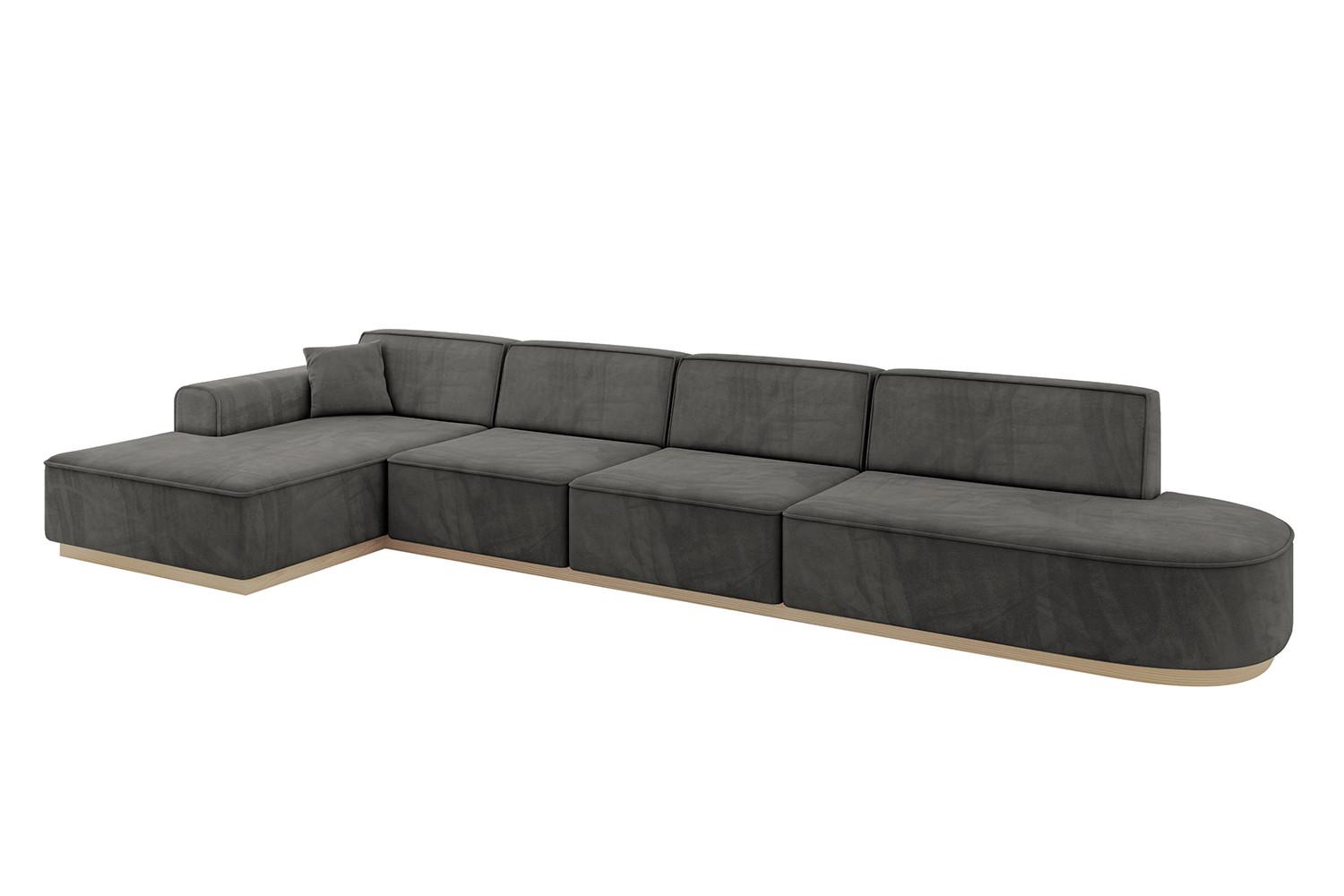 ECKSOFA Ottomane Links IREA-L3 - 412x165x80 cm Ecru - Anthrazit, Holzwerkstoff/Textil (412/165cm) - ALTDECOR