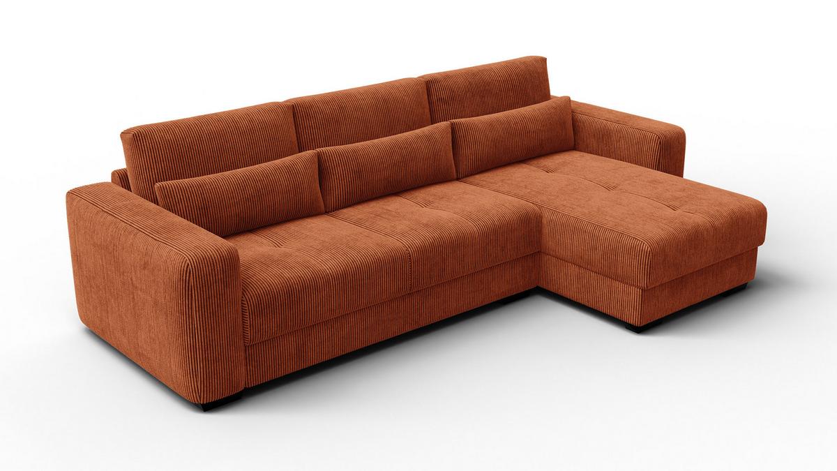 ECKSOFA OLI 4-Sitzer rechts, orange - Orange, Holz/Textil (295/172cm) - Wozimo