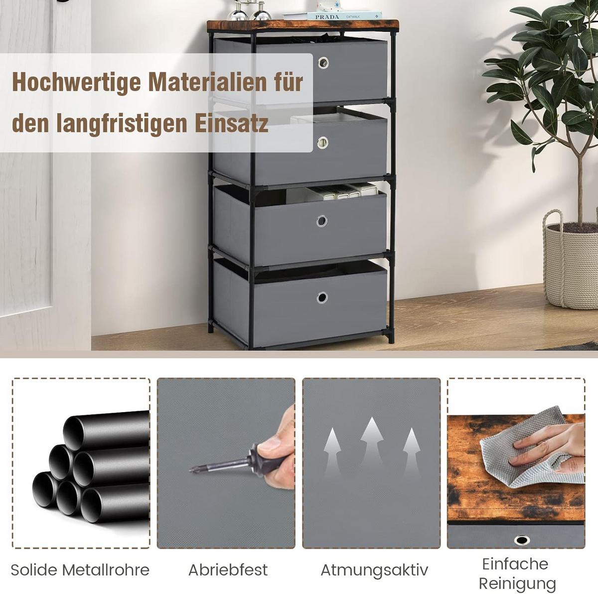 NACHTTISCH Grau - Grau, Textil (42/85/34cm) - COSTWAY