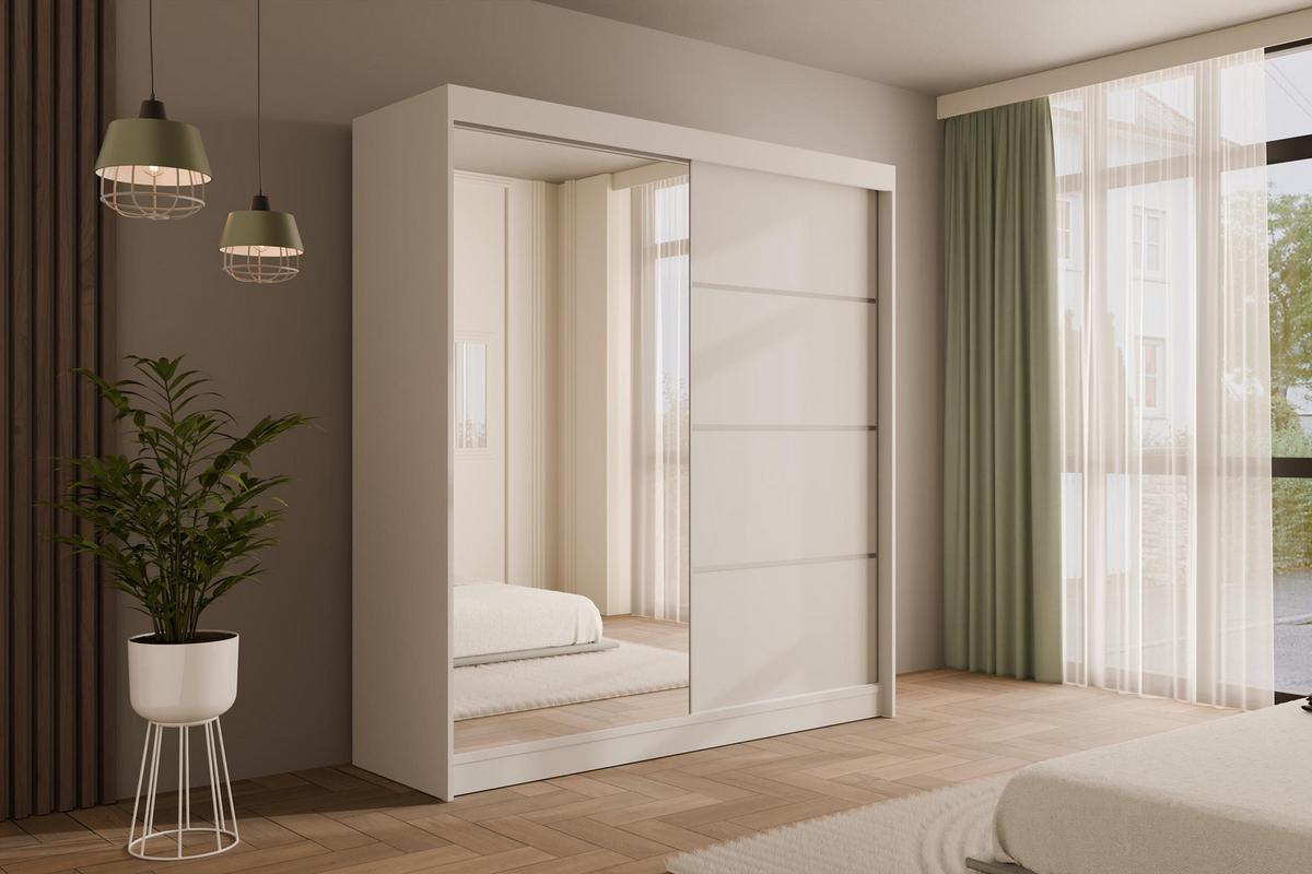 KLEIDERSCHRANK PAOKI - 200 cm - Weiß - Weiß, Holzwerkstoff (200/215/61cm) - ALTDECOR