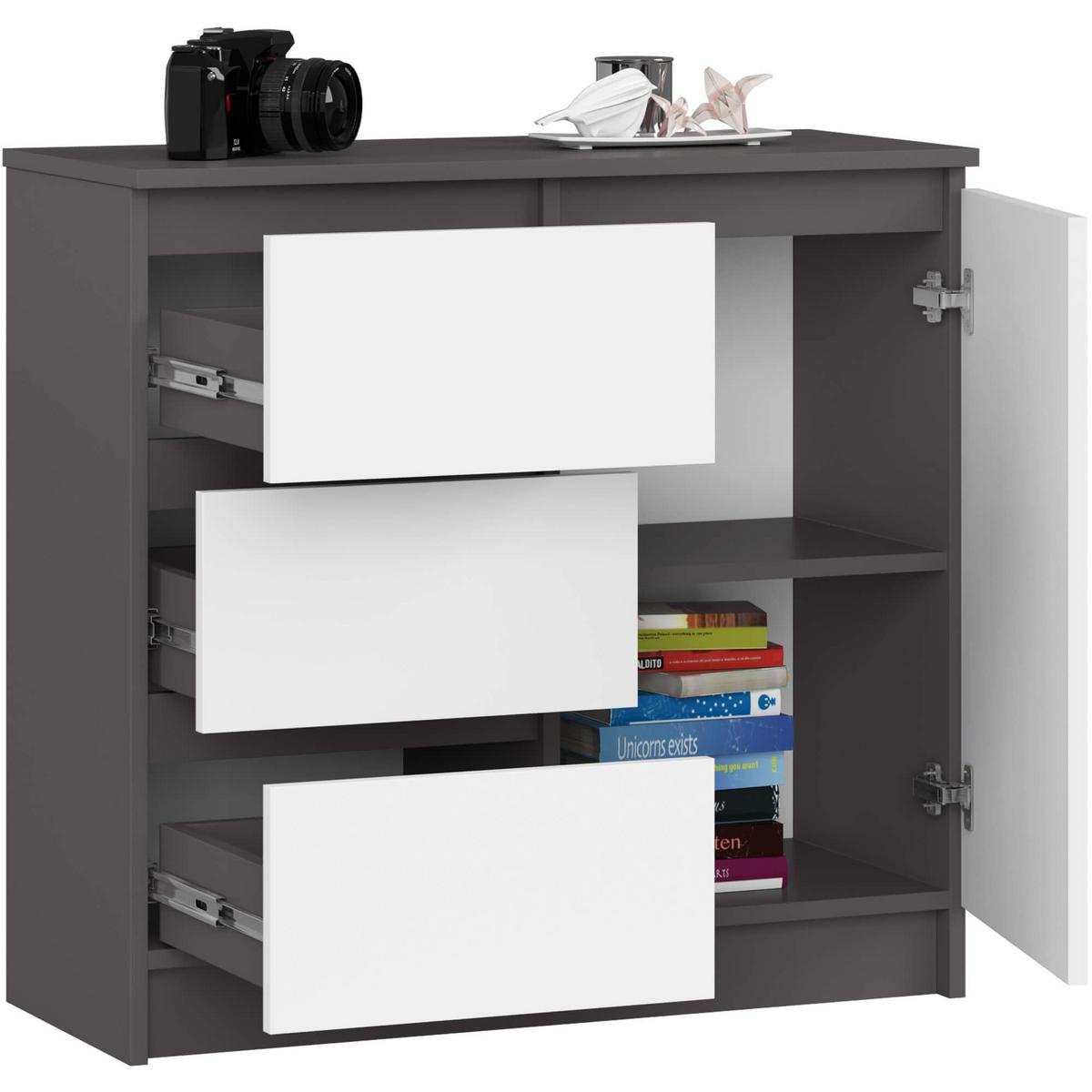 KOMMODE Graphit Grau, Weiß 77/80/35 - Weiß, Holzwerkstoff (80/77/35cm) - RAUMHIRSCH FURNITURE