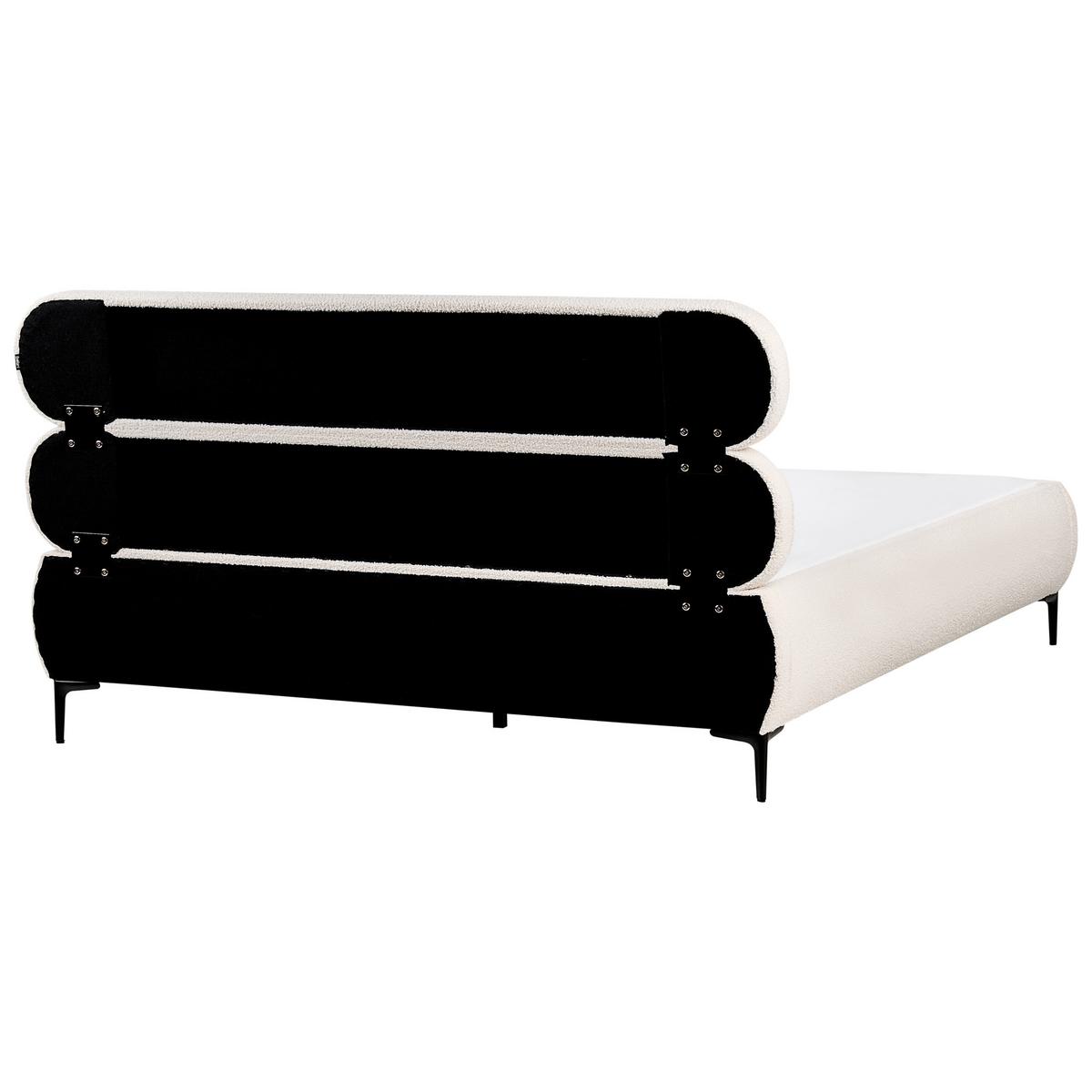 BETT mit Lattenrost 180/200 cm Cremeweiß Lessay - Schwarz/Weiß, Textil (180/200cm) - Beliani