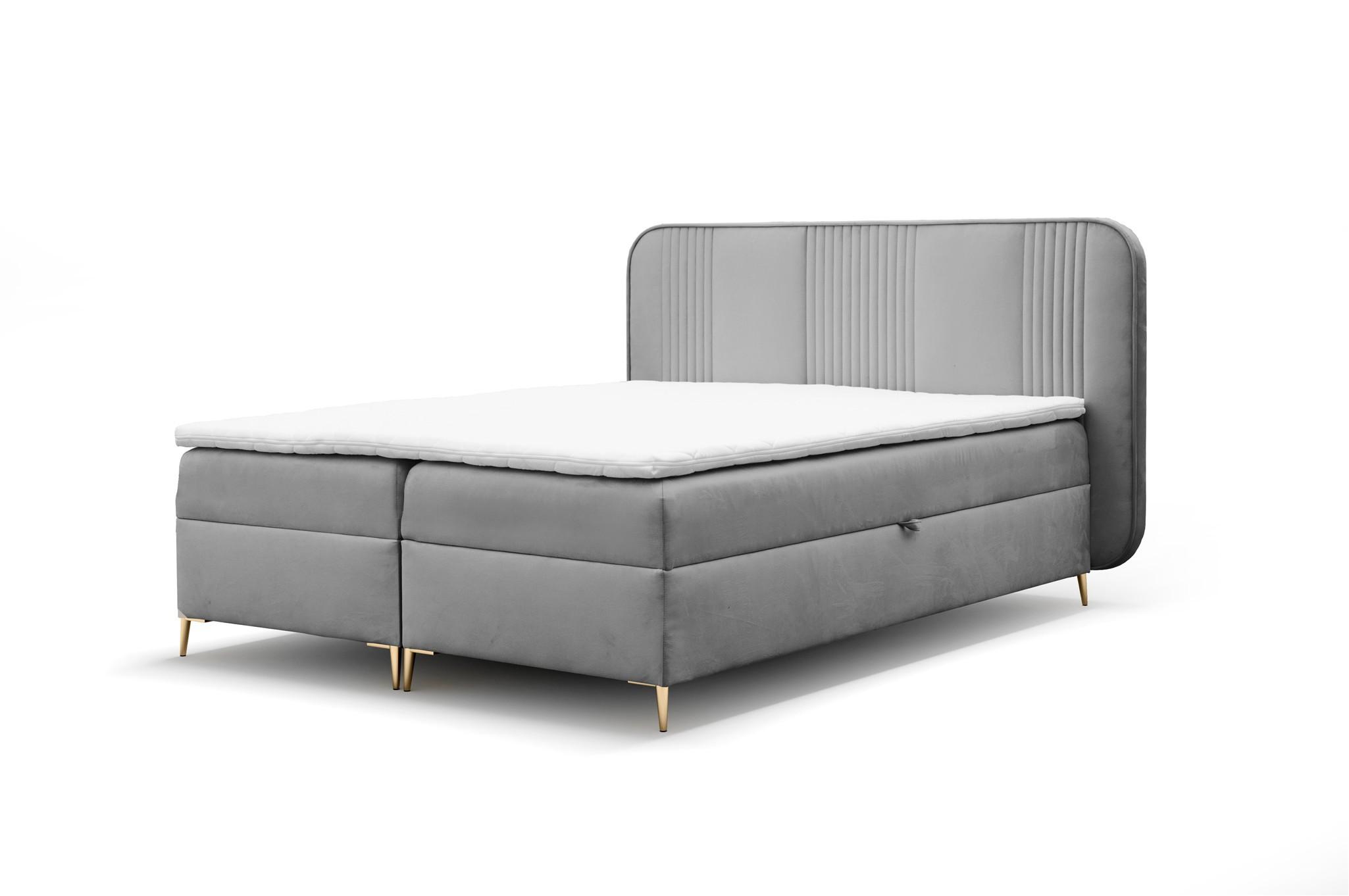 BOXBETT Avery In überlänge - Grau, Holzwerkstoff/Textil (140/220cm) - Fun Möbel