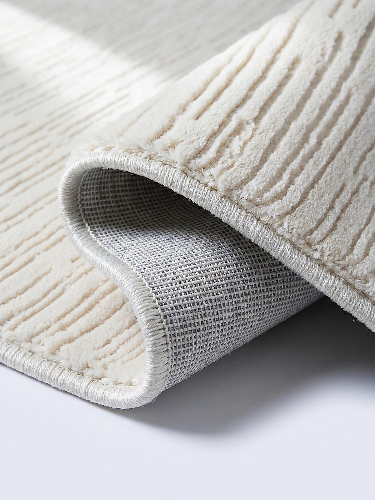 KURZFLORTEPPICH Streifen KASOS Polyester Creme 120 x 170 cm - Beige, Textil (120/170cm) - KADIMA DESIGN