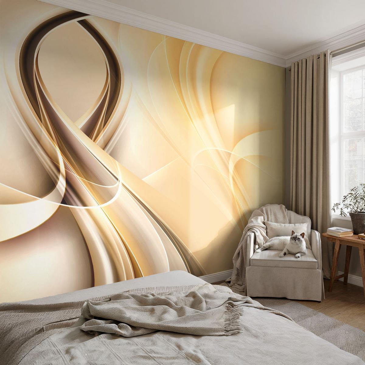 FOTOTAPETE 312x219 cm - Wellenlinien - Orange, Textil (312/219cm) - Wallfluent