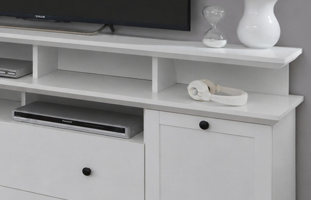 WOHNWAND weiß Set 3-teilig 273 cm, Wohnzimmer Schränke im landhaus-Stil - Silberfarben/Weiß, Glas/Holzwerkstoff (273/180/41cm) - Top.Furn