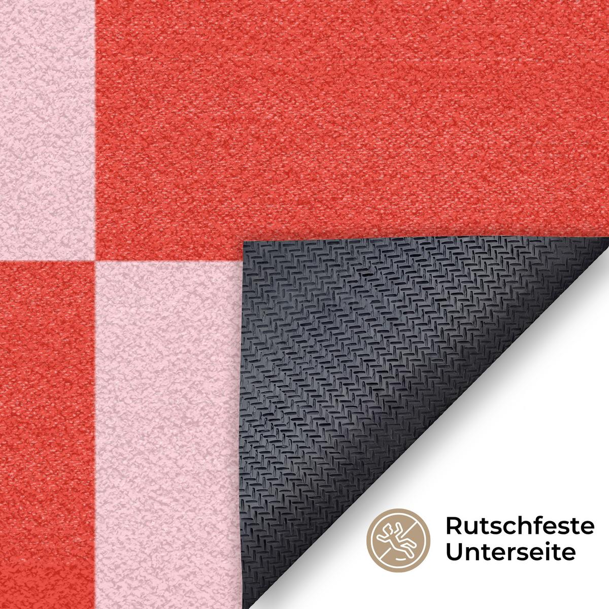 FUSSMATTE Schachbrettmuster - Rot - Rosa - Würfel Türmatte 120x80 cm - Rot, Kunststoff (120/0.4cm) - MuchoWow