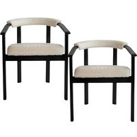 ESSZIMMERSTUHL KIRO 2er Set in Weiß Boucle mit schwarzen Buchenholzbeinen 56/55/73 cm - Schwarz/Weiß, Holz/Textil (58/72/47cm) - WFL GROUP