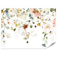 FOTOTAPETE für Schlafzimmer Bunte Zarte Blumen Blätter Pastell 400x280 - Ecru/Beige, Papier (400/280cm) - Muralo