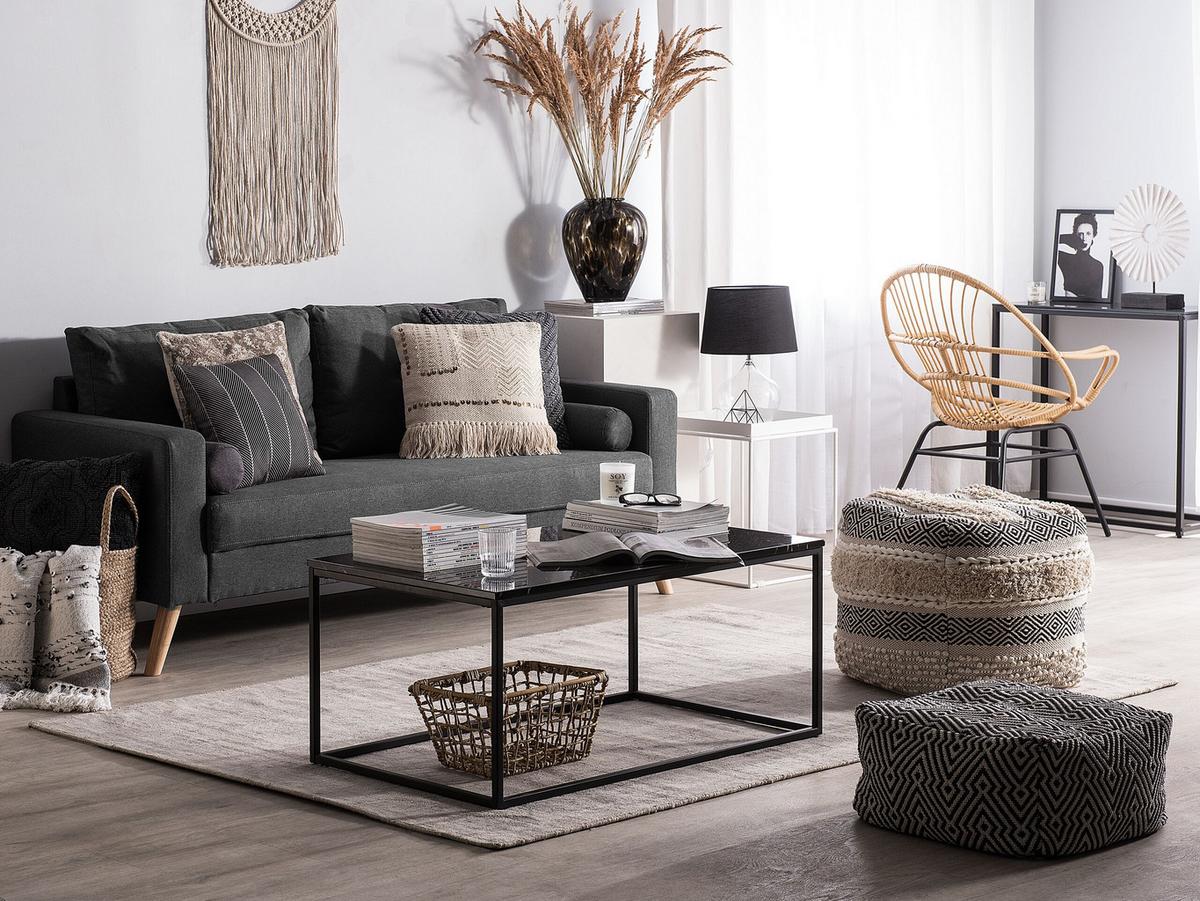 2-SITZER-SOFA Polsterbezug Dunkelgrau Kalmar - Dunkelgrau, Textil (182/88/74cm) - Beliani