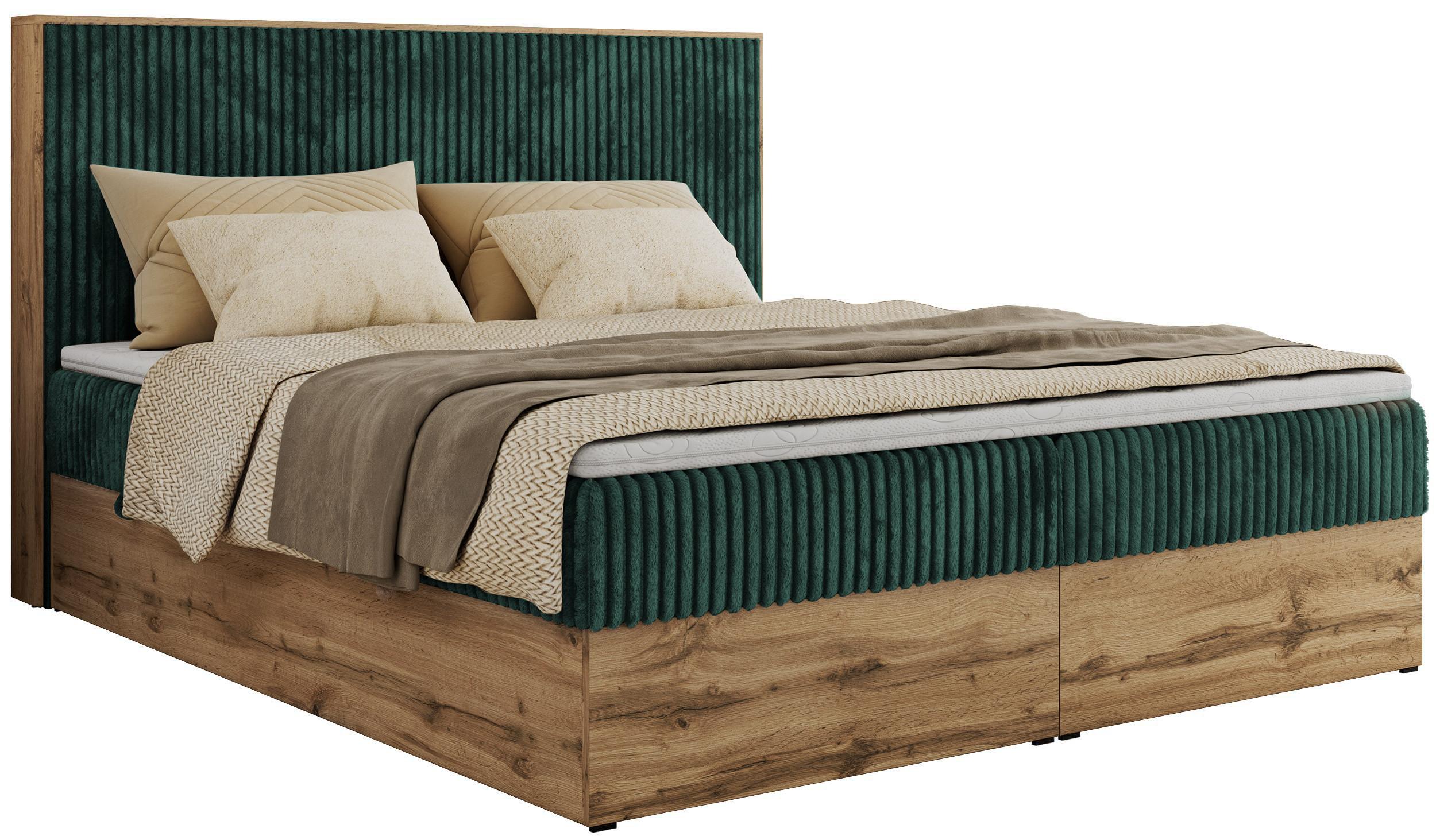 BOXBETT WOOD CLASSIC 140/200 - Dunkelgrün Cord - H4 - Dunkelgrün, Textil (140/200cm) - MKS