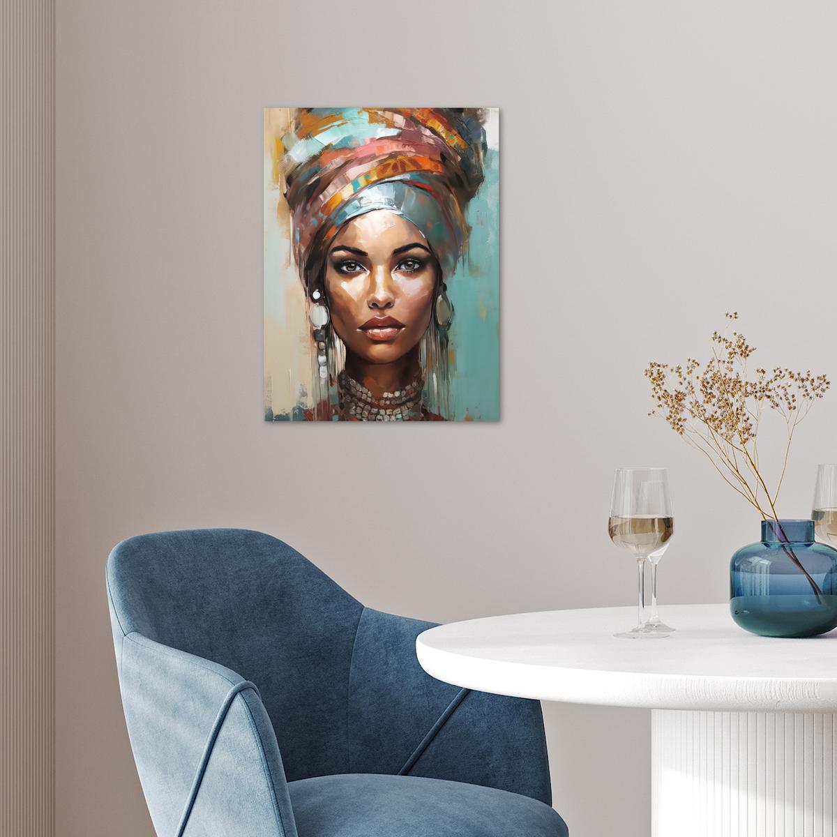 POSTER Frau - Kunst - Schmuck - Porträt Wandbilder 30x40 cm - Blaugrau, Papier (30/40/0.1cm) - MuchoWow