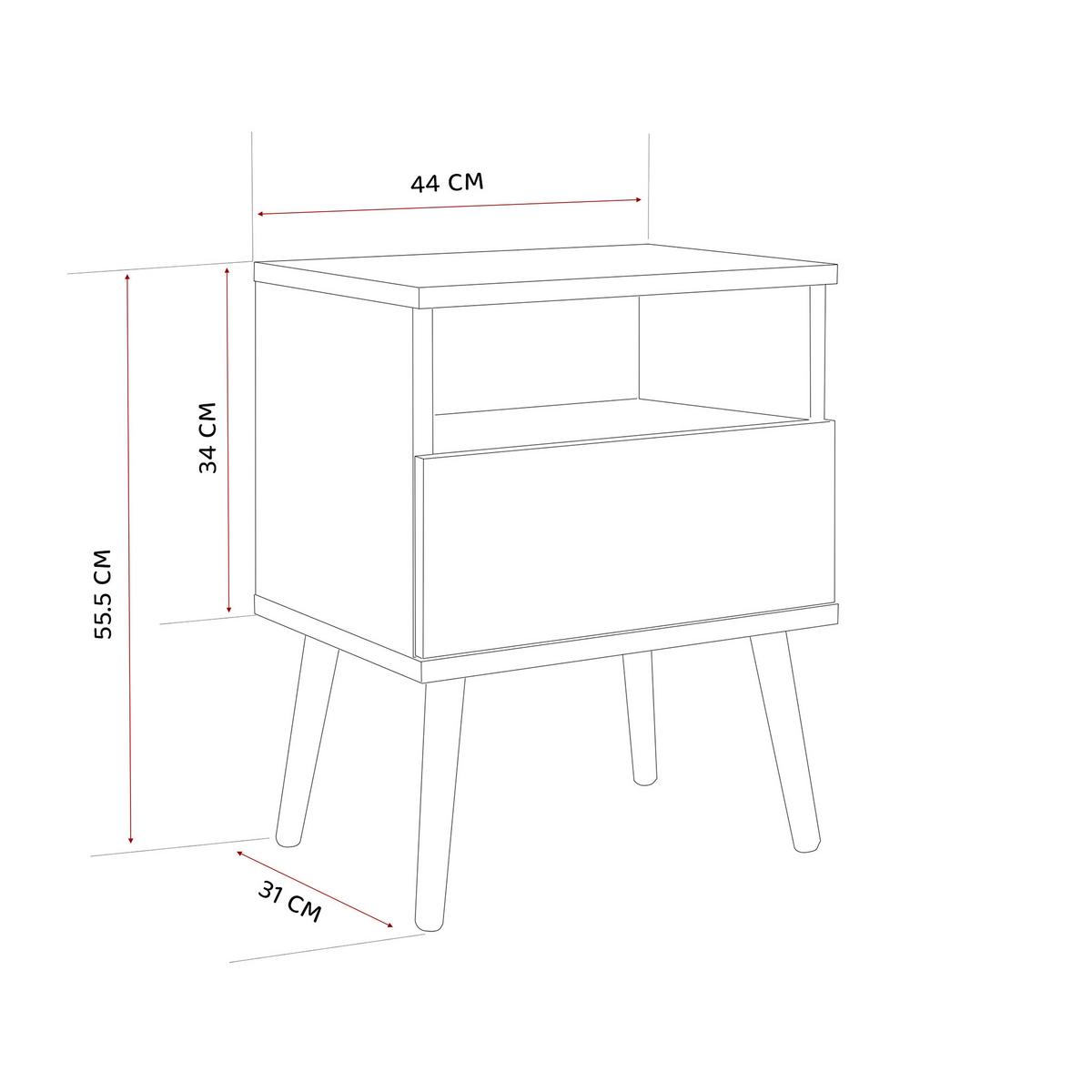 NACHTSCHRANK VALERIO 44/31/56 cm Weiß - Weiß, Naturmaterialien/Holzwerkstoff (44/55.5/31cm) - Idohome