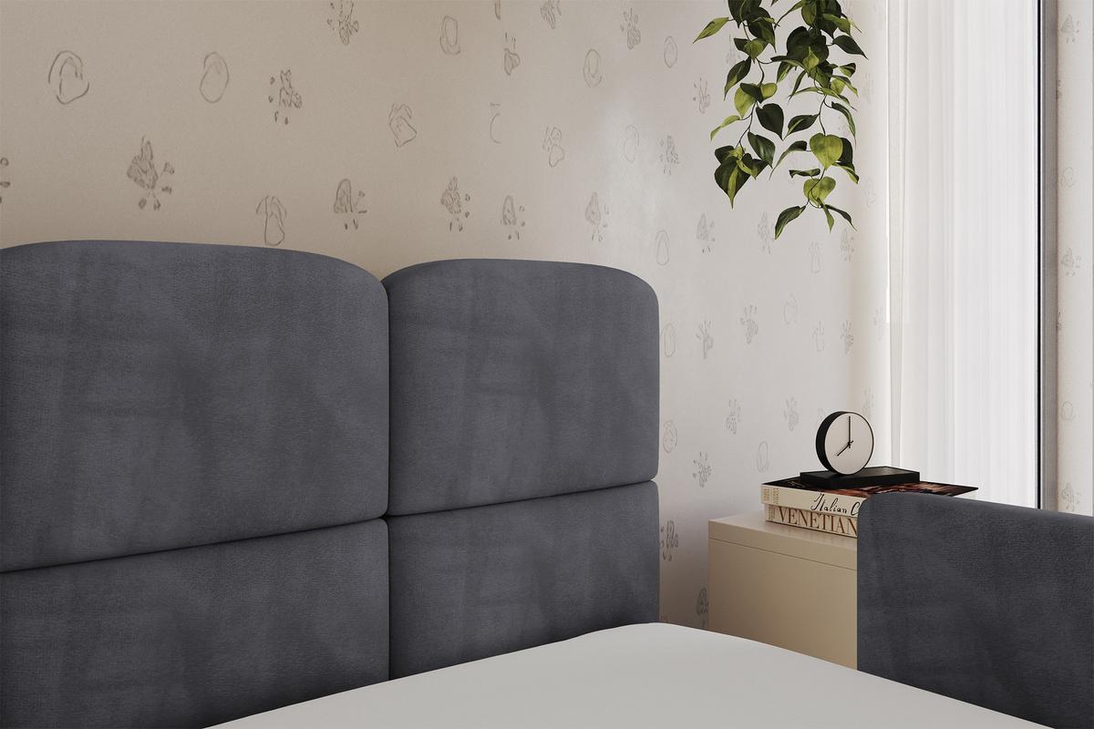 EINZELLBETT Jugendbett mit Bettkasten, Links - KIVY 100x200 Dunkelgrau - Dunkelgrau, Holzwerkstoff/Textil (100/200cm) - ALTDECOR