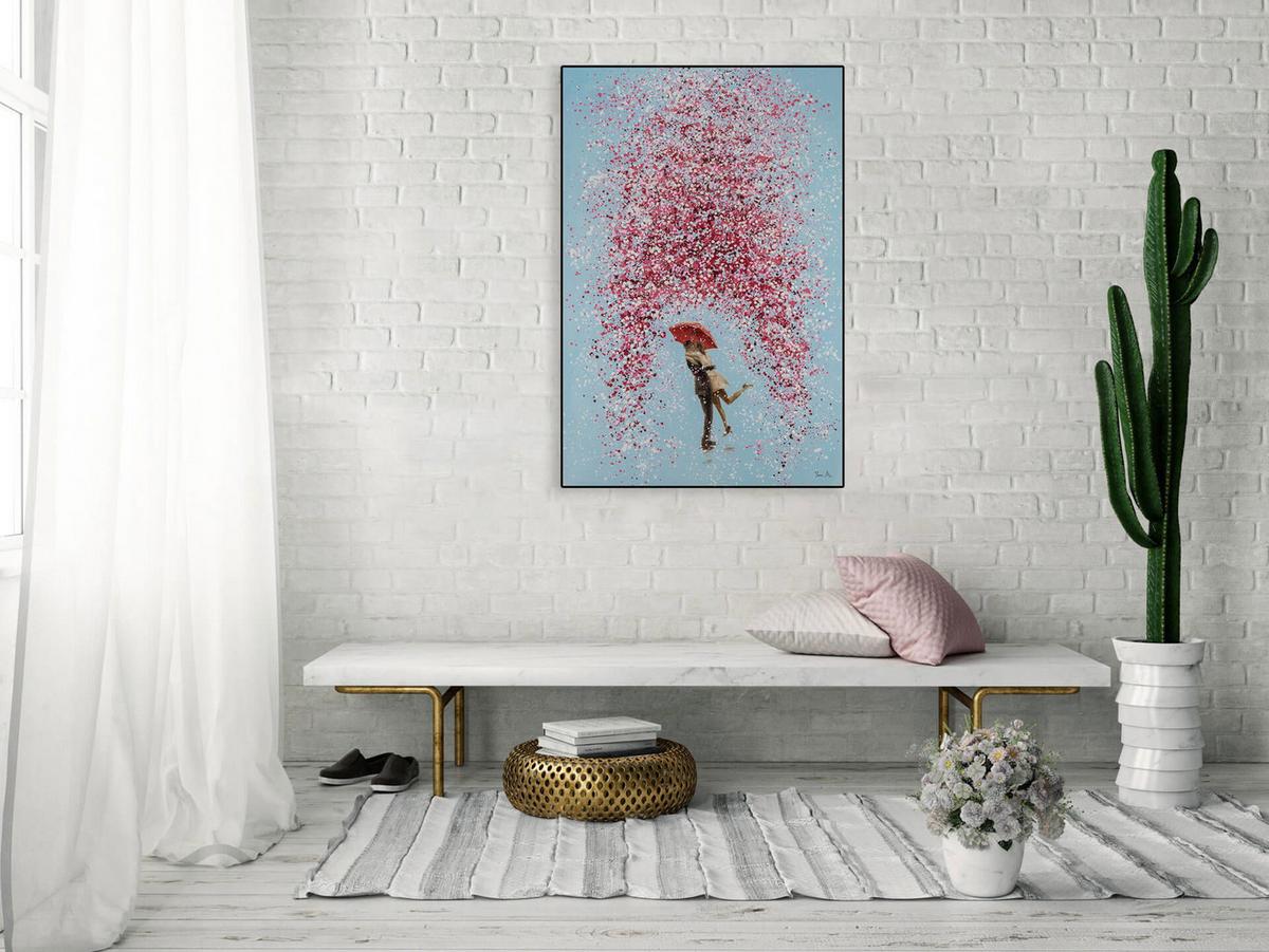 ACRYLBILD HANDGEMALT 80/120 cm - Blau/Pink, Holz/Textil (80/120cm) - KUNSTLOFT