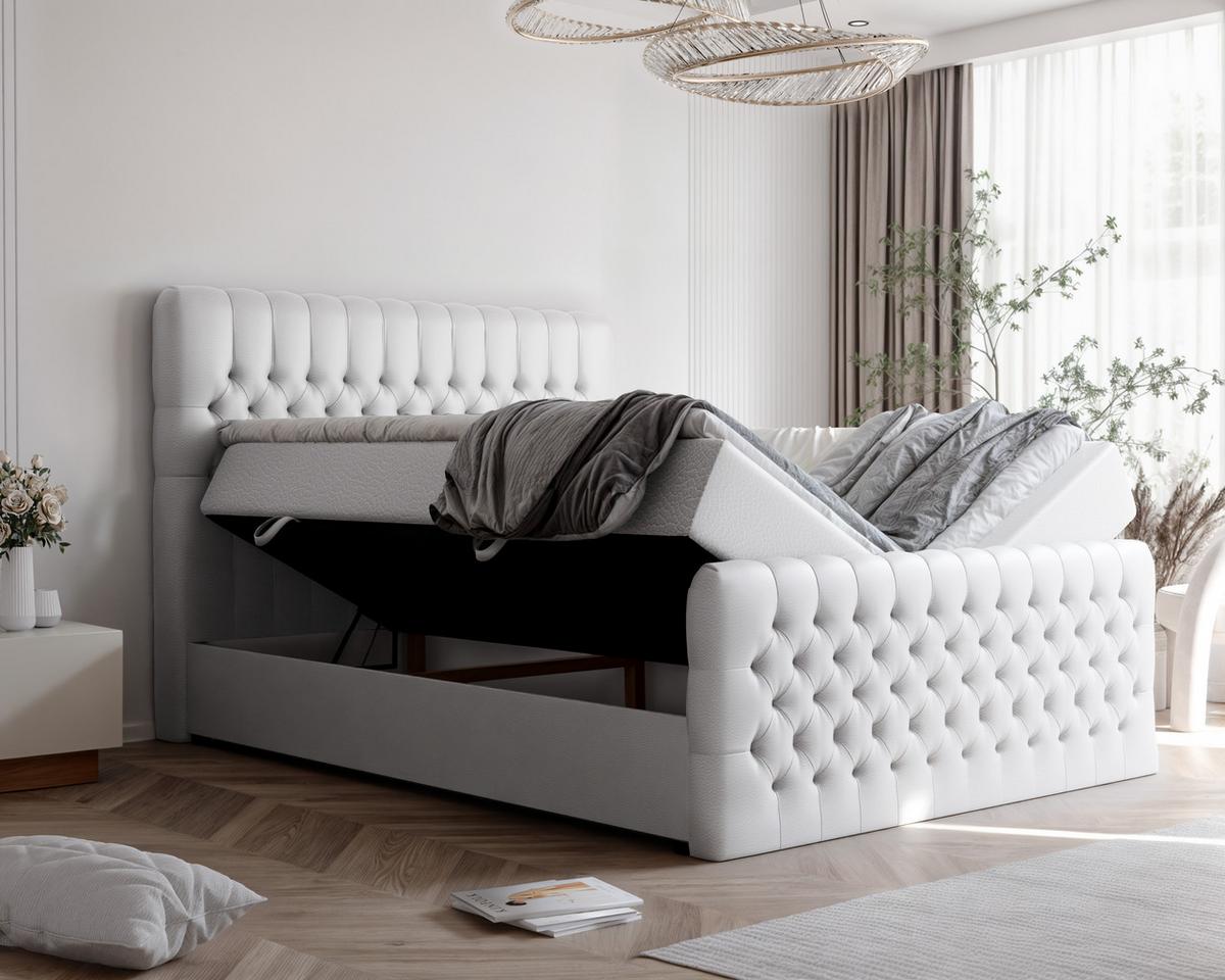 BOXBETT 160x200 cm mit Topper - Weiß, Holzwerkstoff/Textil (160/200cm) - Idohome