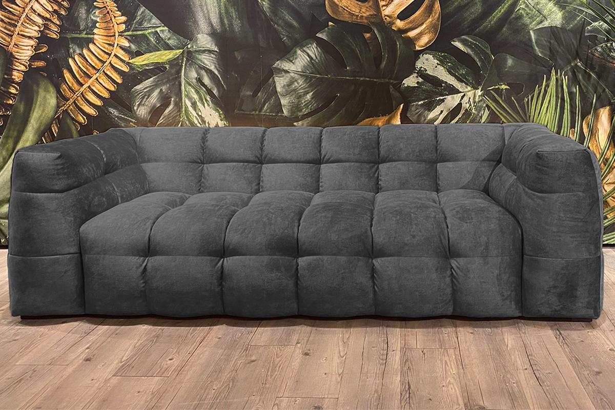 SOFA RIO Anthrazit Velvet - Anthrazit/Schwarz, Textil (282/68/105cm) - KAWOLA