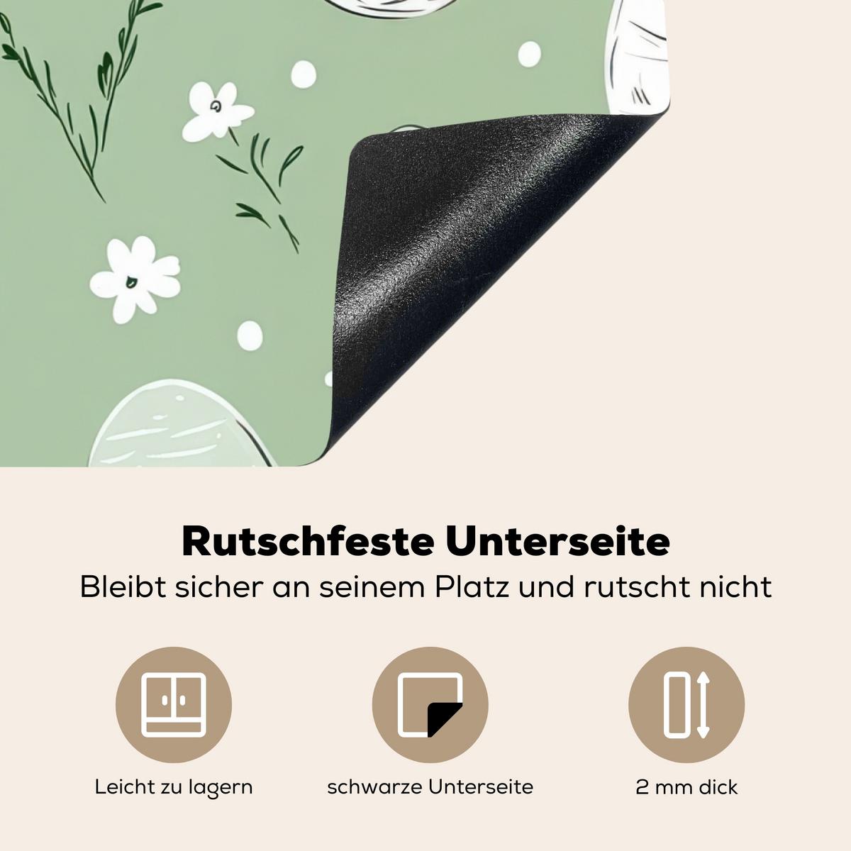 HERDABDECKPLATTE Grün - Eier - Muster Ceranfeldabdeckung 76x51.5 cm - Waldgrün, Kunststoff (76/51.5/0.2cm) - MuchoWow