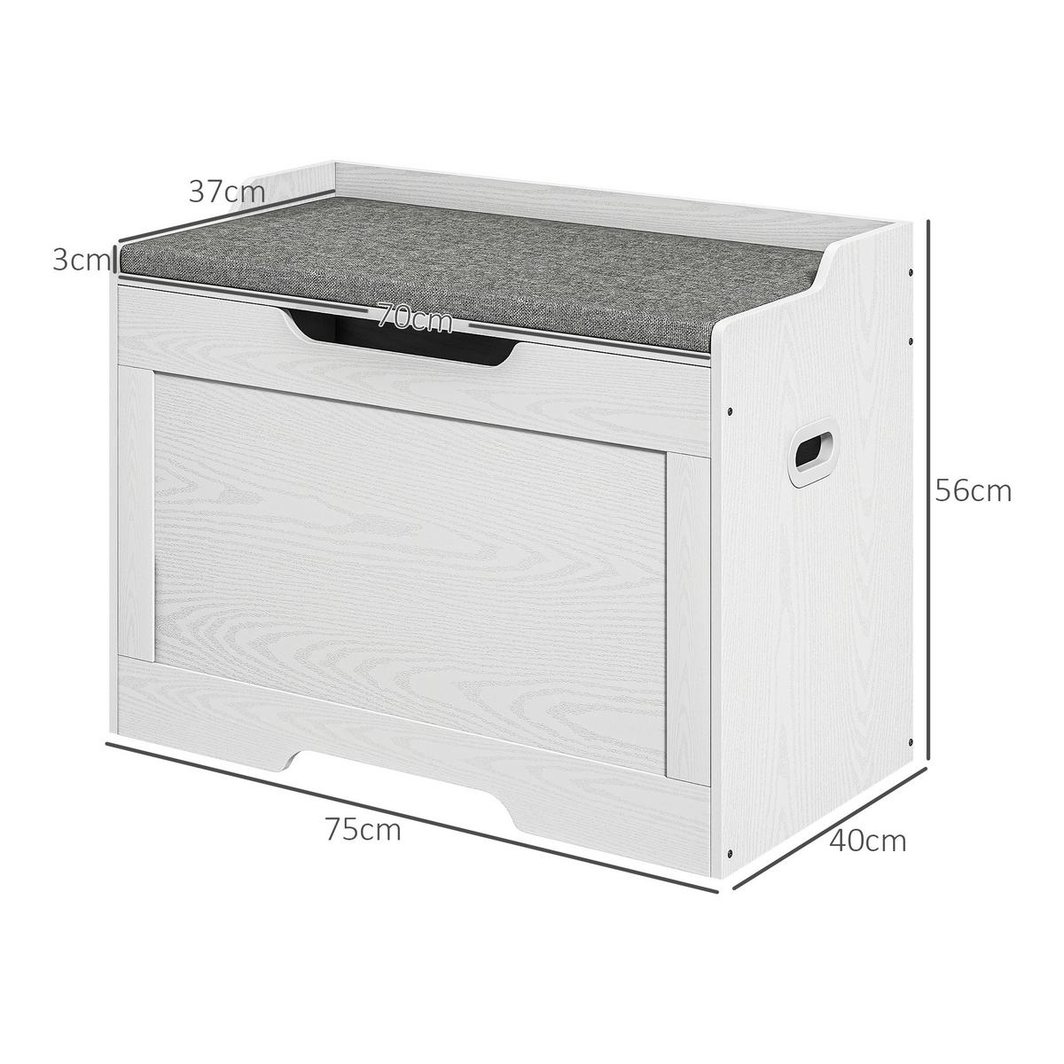AUFBEWAHRUNGSTRUHE mit Deckel, 103 Liter Sitzfläche - Weiß/Grau, Kunststoff/Textil (40/56/75cm) - HOMCOM