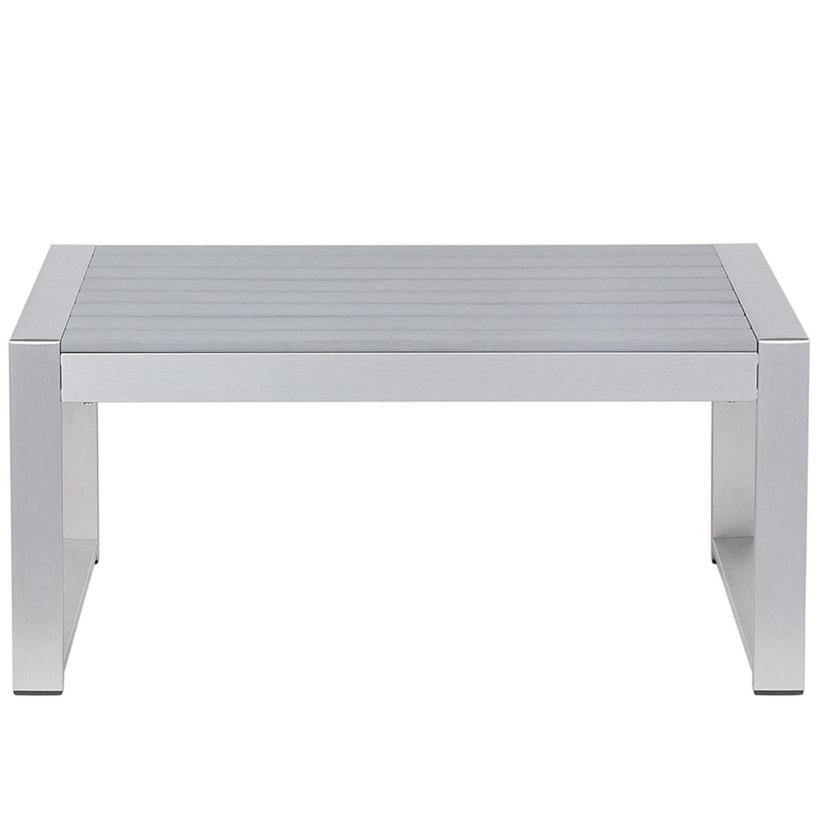 GARTEN Couchtisch Aluminium hellgrau 90/50 cm Salerno - Hellgrau, Metall (50/90/42cm) - Beliani