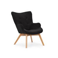 LOUNGESESSEL Lenari Schwarz Cordstoff mit Füßen in Natur - Schwarz/Naturfarben, Holz/Textil (71/96/86cm) - S-Style Möbel