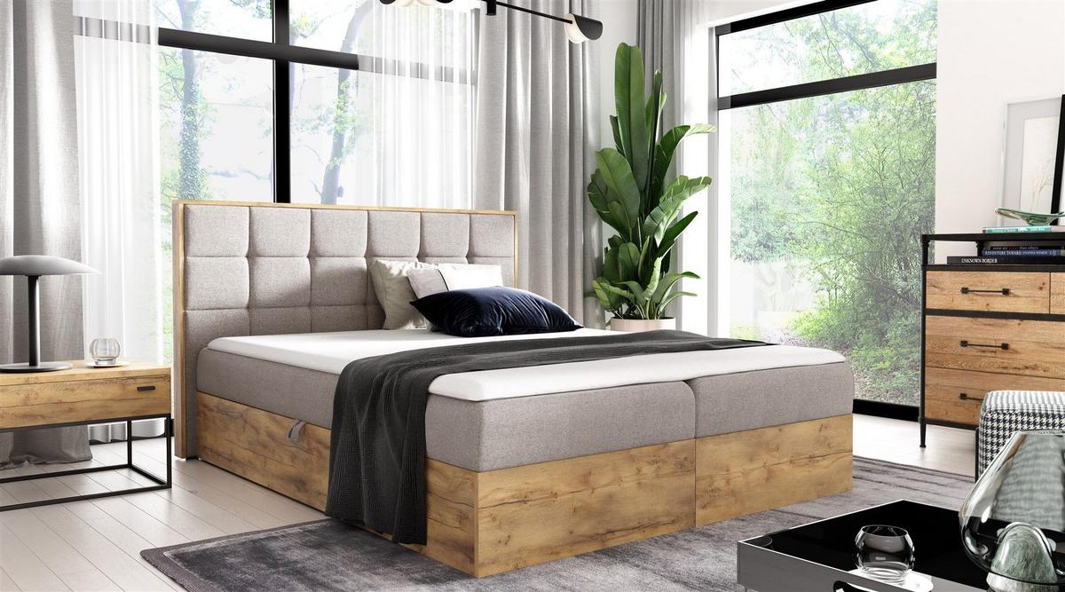 BOXBETT Kalypso überlänge Faro - Beige, Holzwerkstoff/Textil (160/220cm) - Fun Möbel