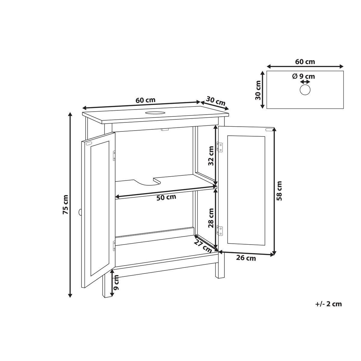 WASCHBECKENUNTERSCHRANK 60 cm Weiß Alamos - Weiß, Holzwerkstoff (60/75/30cm) - Beliani