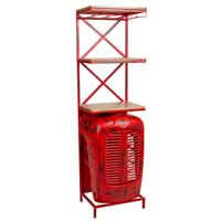 WEINREGAL aus Metall und Holz, rot, 84x40x185cm - Rot, Metall (84/185/40cm) - Wanderlust