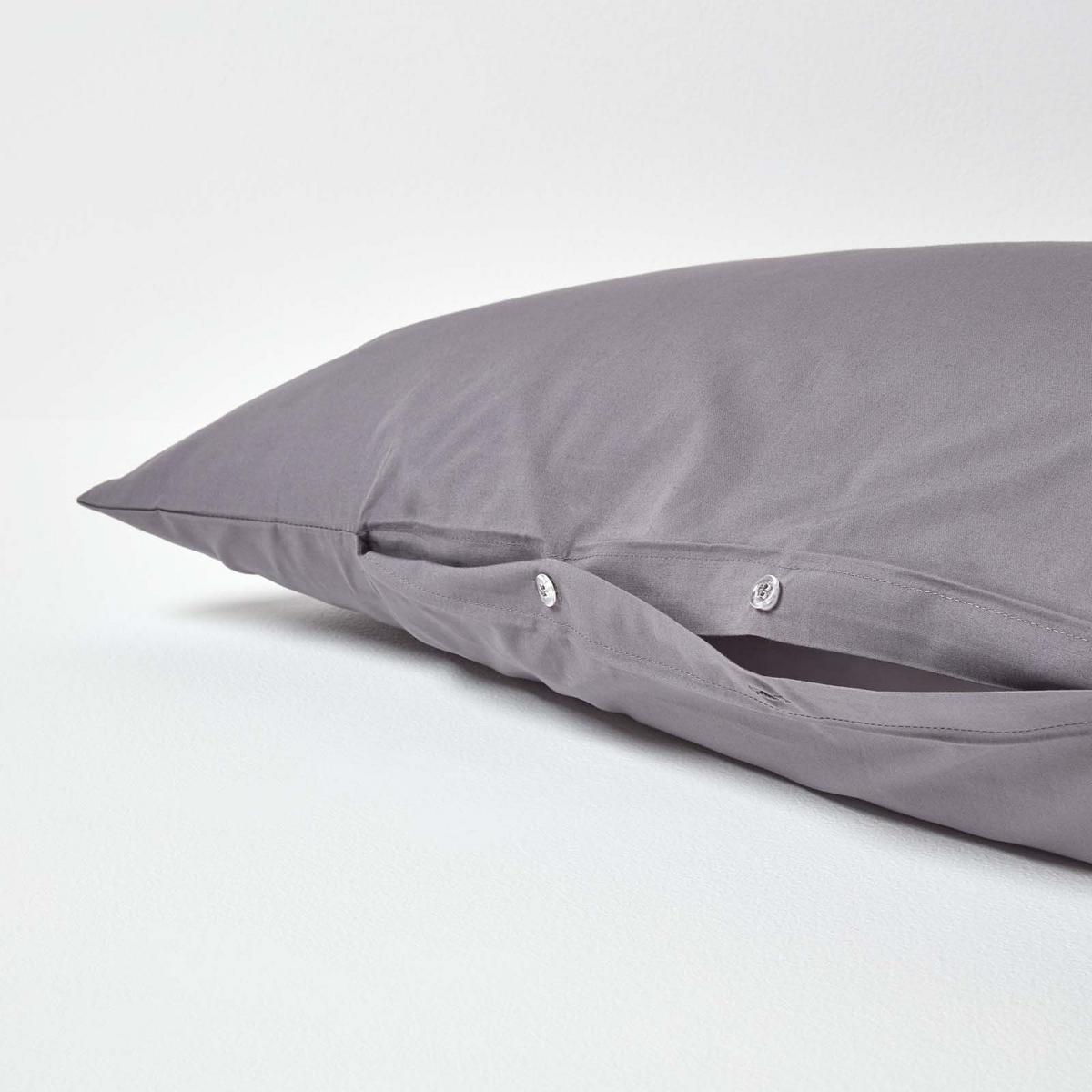 KISSENBEZUG für V-Form-Kissen, Perkal, Fadendichte 200 - Dunkelgrau, Textil (38/76cm) - Homescapes