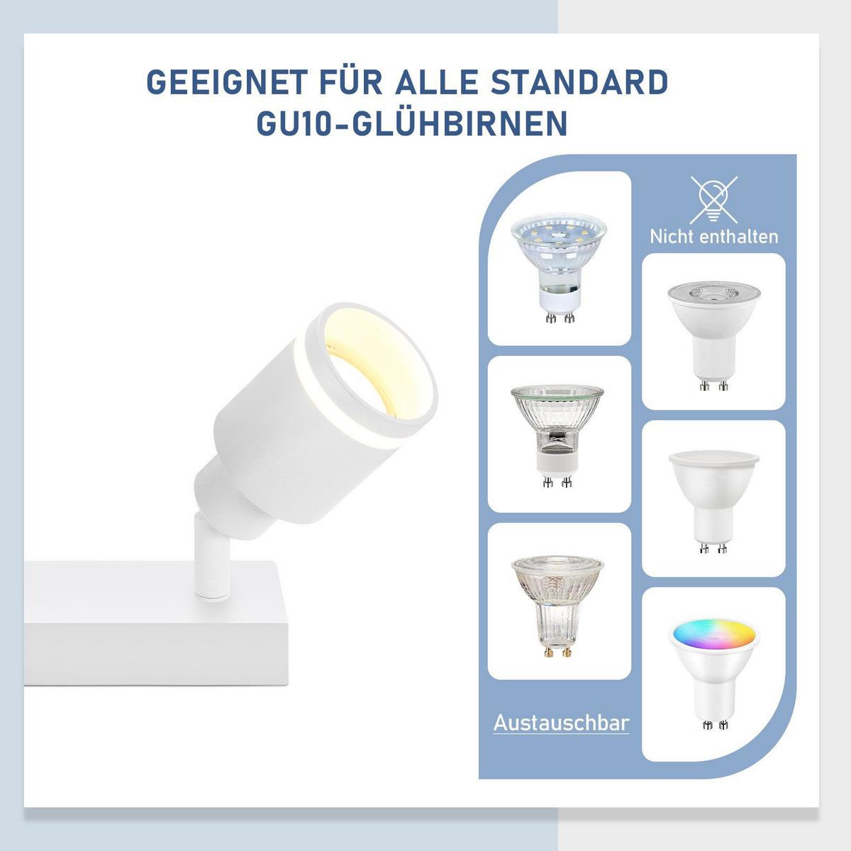 DECKENSTRAHLER Saarbrücken 2-flammig 30/5/15.7 cm - Weiß, Metall (30/5/15.7cm) - Nettlife