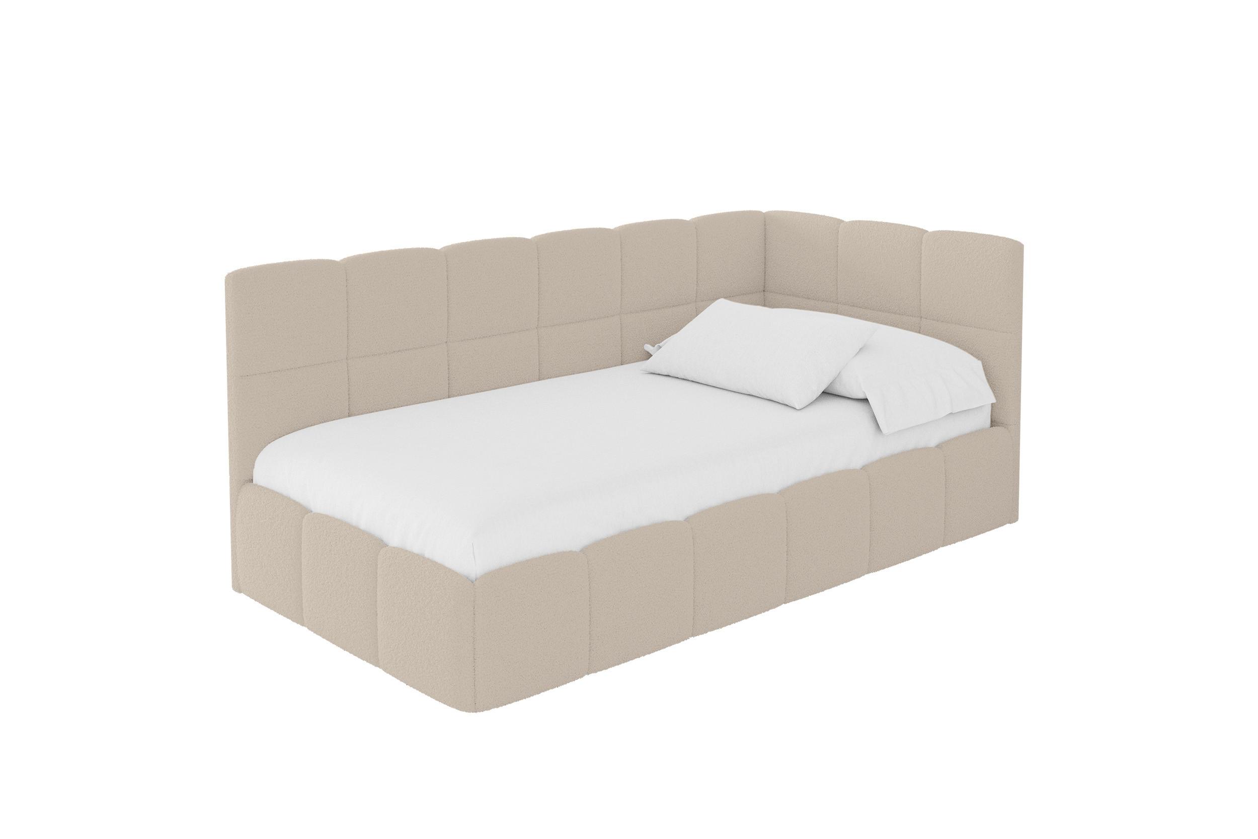 EINZELBETT Jugendbett mit Bettkasten Links, mit Matratze - LIVY 90x200 Dunkelbeige - Mokka, Holzwerkstoff/Textil (90/200cm) - ALTDECOR