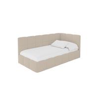 EINZELBETT Jugendbett mit Bettkasten Links, mit Matratze - LIVY 90x200 Dunkelbeige - Mokka, Holzwerkstoff/Textil (90/200cm) - ALTDECOR
