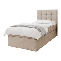 BOXBETT Luanda Boucle Single - H3 - Beige/Schwarz, Holz/Kunststoff (90/200cm) - MIRJAN24