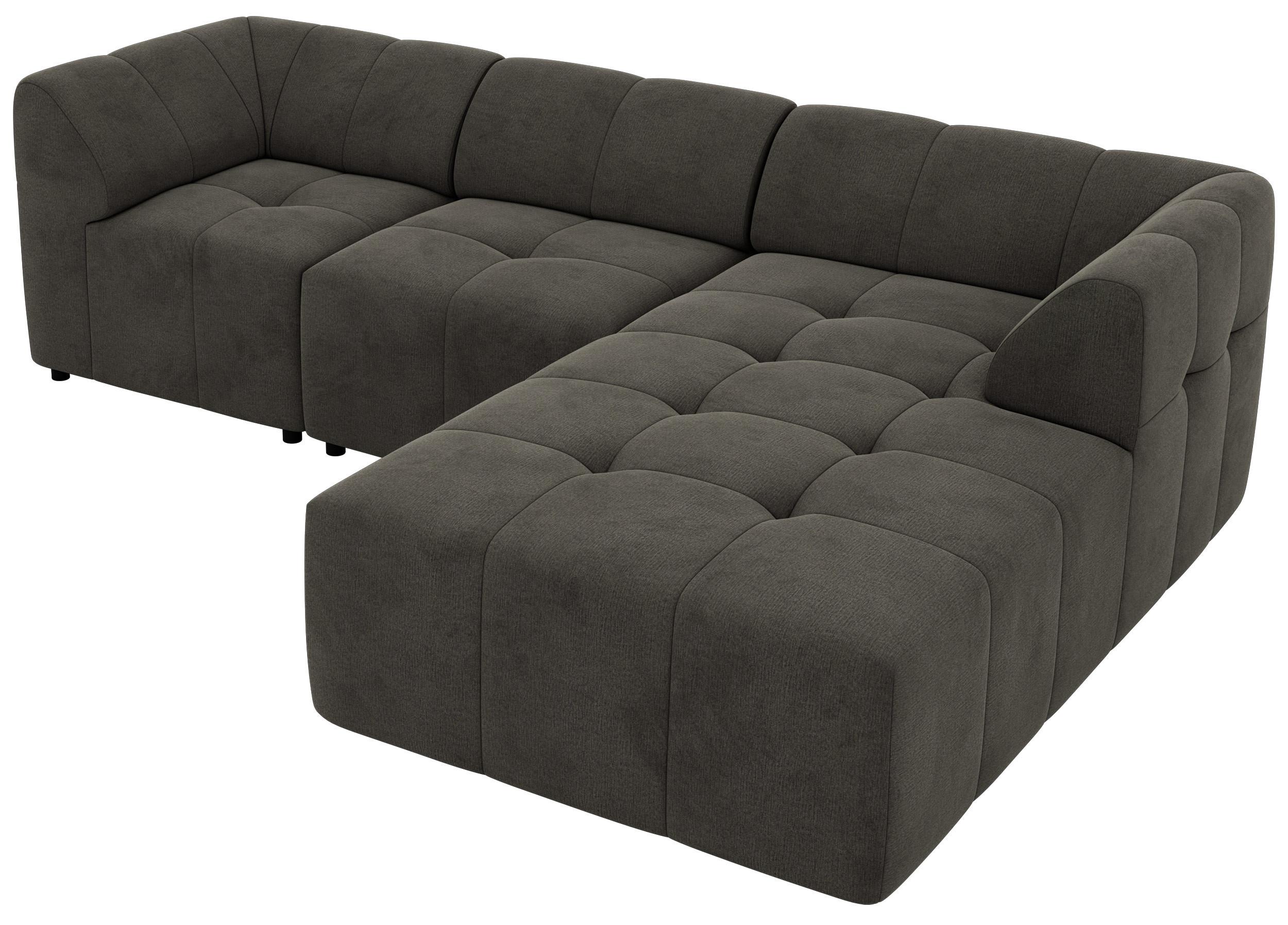 ECKSOFA VORITA L 3M - Dunkelgrau Velvet - Rechts Seite - Dunkelgrau/Schwarz, Kunststoff/Textil (176/267cm) - MKS