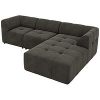 ECKSOFA VORITA L 3M - Dunkelgrau Velvet - Rechts Seite - Dunkelgrau/Schwarz, Kunststoff/Textil (176/267cm) - MKS