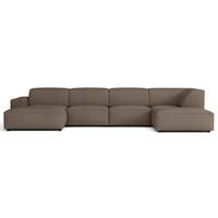 WOHNLANDSCHAFT Sellmo 366 cm - Hellbraun/Schwarz, Kunststoff/Textil (370/70/184cm) - Selsey