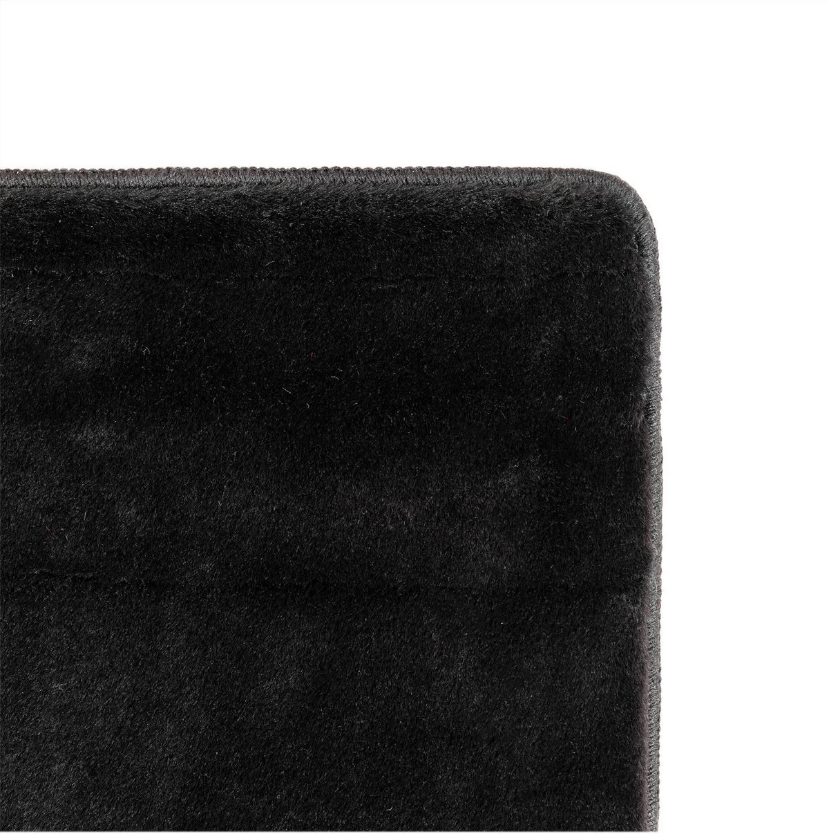 KURZFLORTEPPICH Waschbar ISAR, einfarbig, aus Polyester, Schwarz, Ø 80 cm - Schwarz, Textil (80/80cm) - KADIMA DESIGN