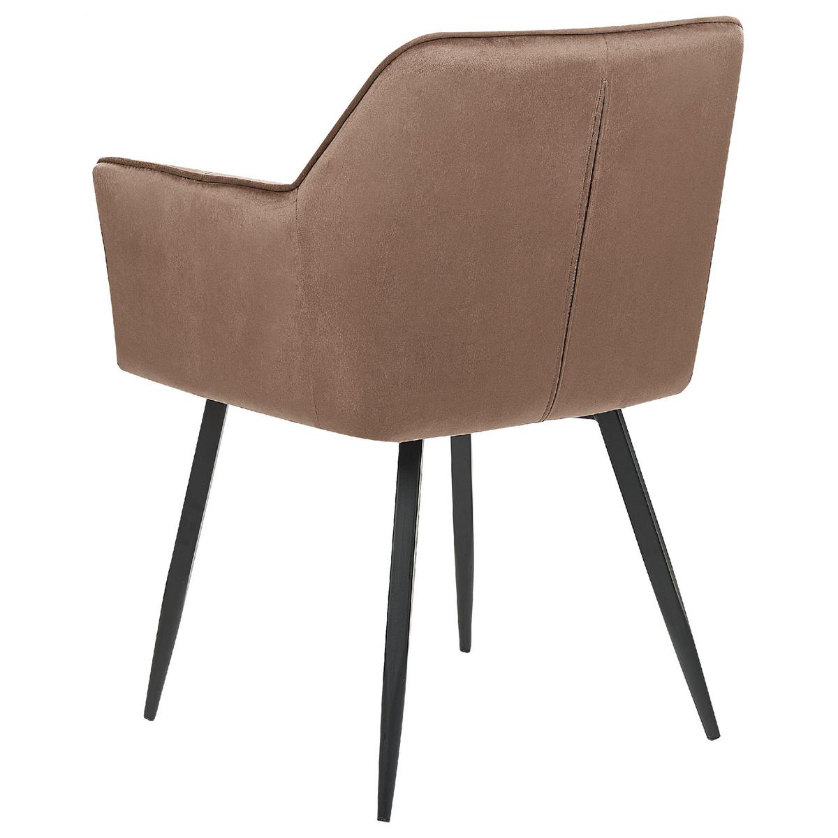 ESSZIMMERSTUHL 2er-Set Samtstoff Braun Jasmin - Braun, Textil/Metall (60/84/49cm) - Beliani